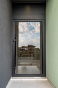 hinged door